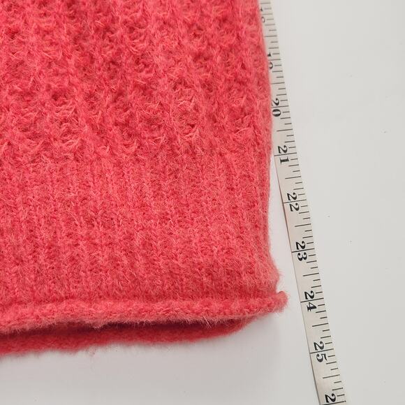 by Anthropologie Boatneck Ruffle Sweater Size S Pink Chunky Knit Retro 80s - Picture 8 of 8